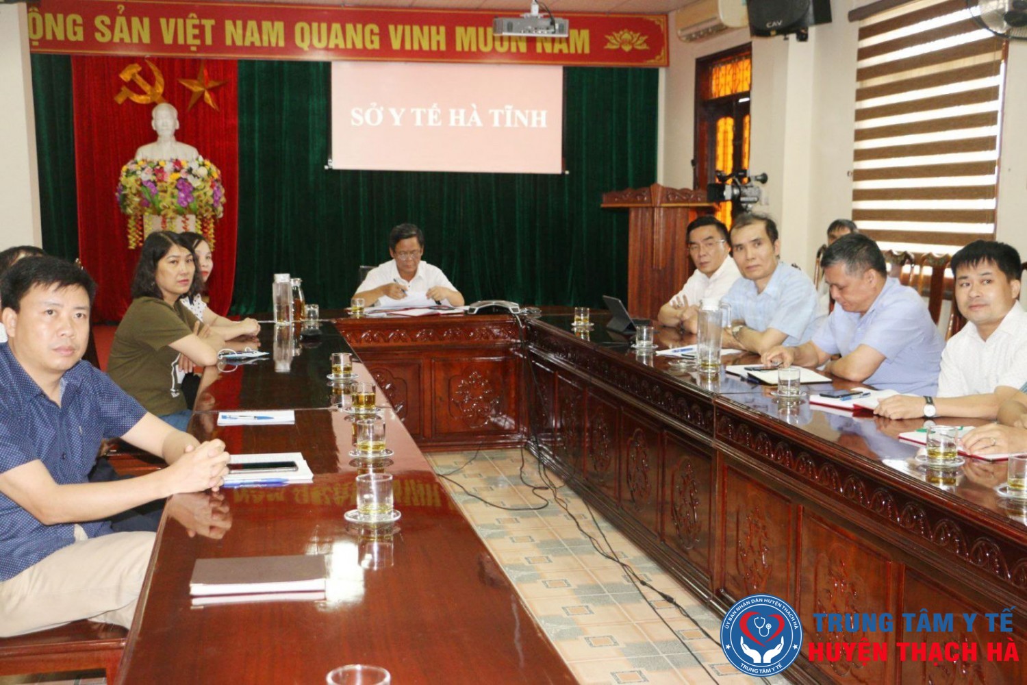 Tiến sỹ Đường Công Lự - PGĐ Sở Y tế chủ trì tại điểm cầu Hà Tĩnh