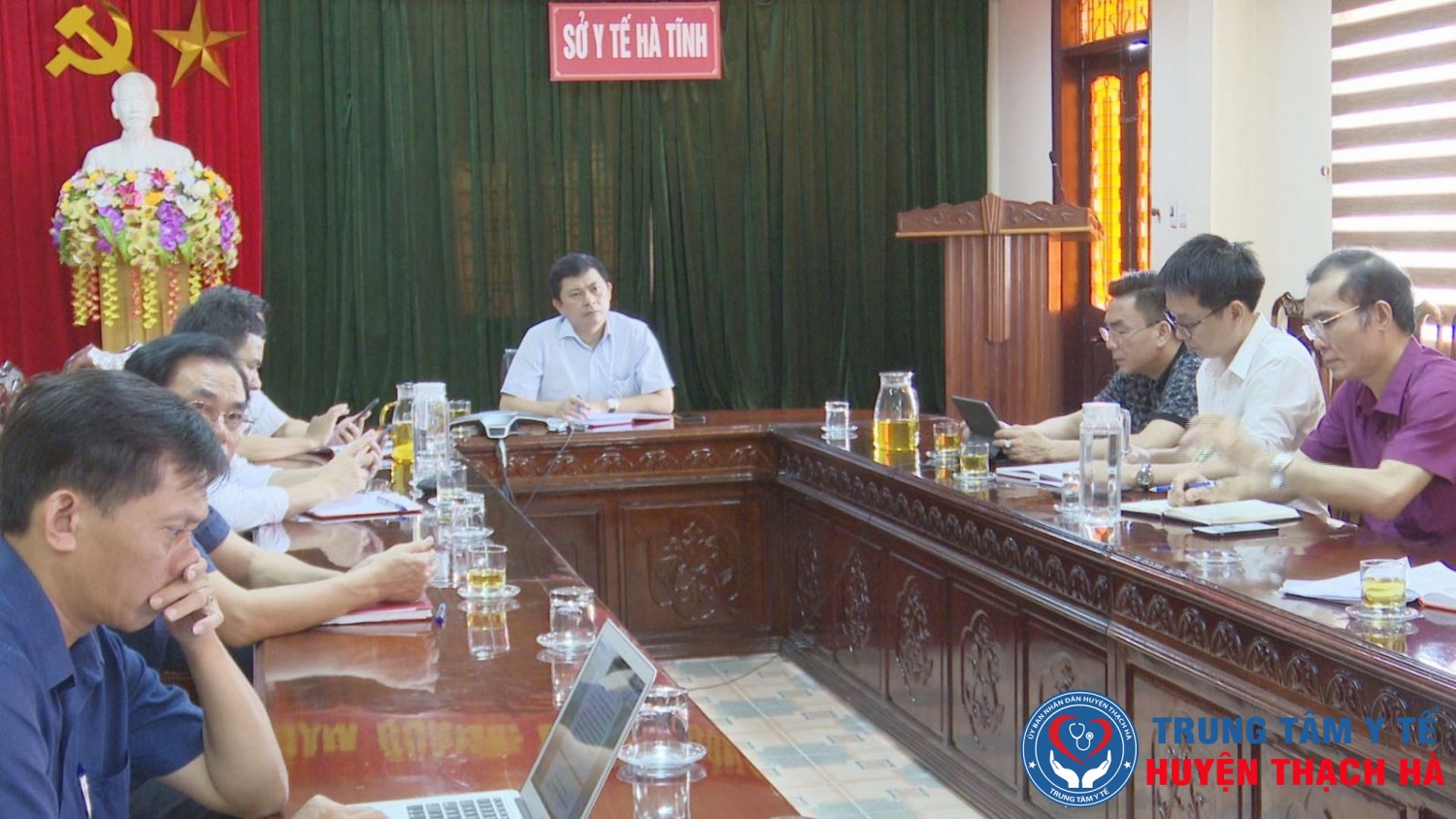 Giám đốc Sở Y tế Lê Ngọc Châu chủ trì tại điểm cầu Hà Tĩnh