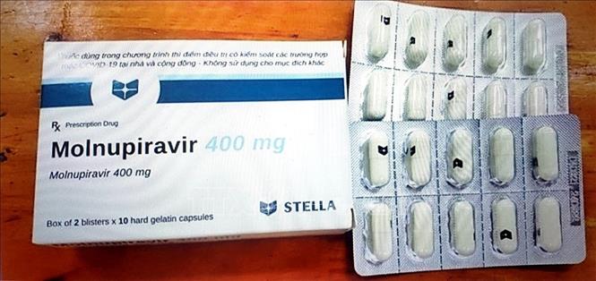 Thuốc Molnupiravir Stella 400 của Công ty Stellapharm. Ảnh: TTXVN phát